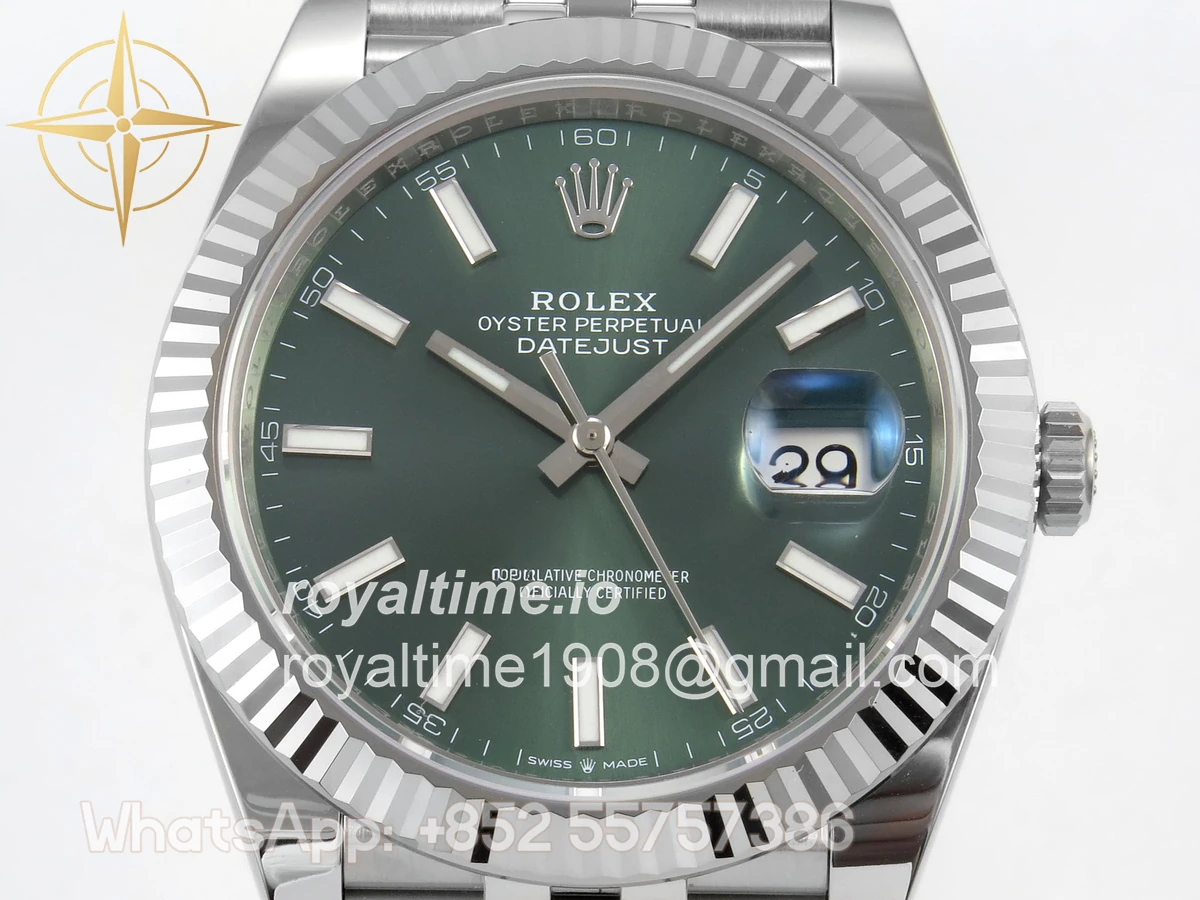 Rolex DateJust 41 126334 SCF 904L Steel Green Stick Dial on Jubilee Bracelet A3235 - Image 2