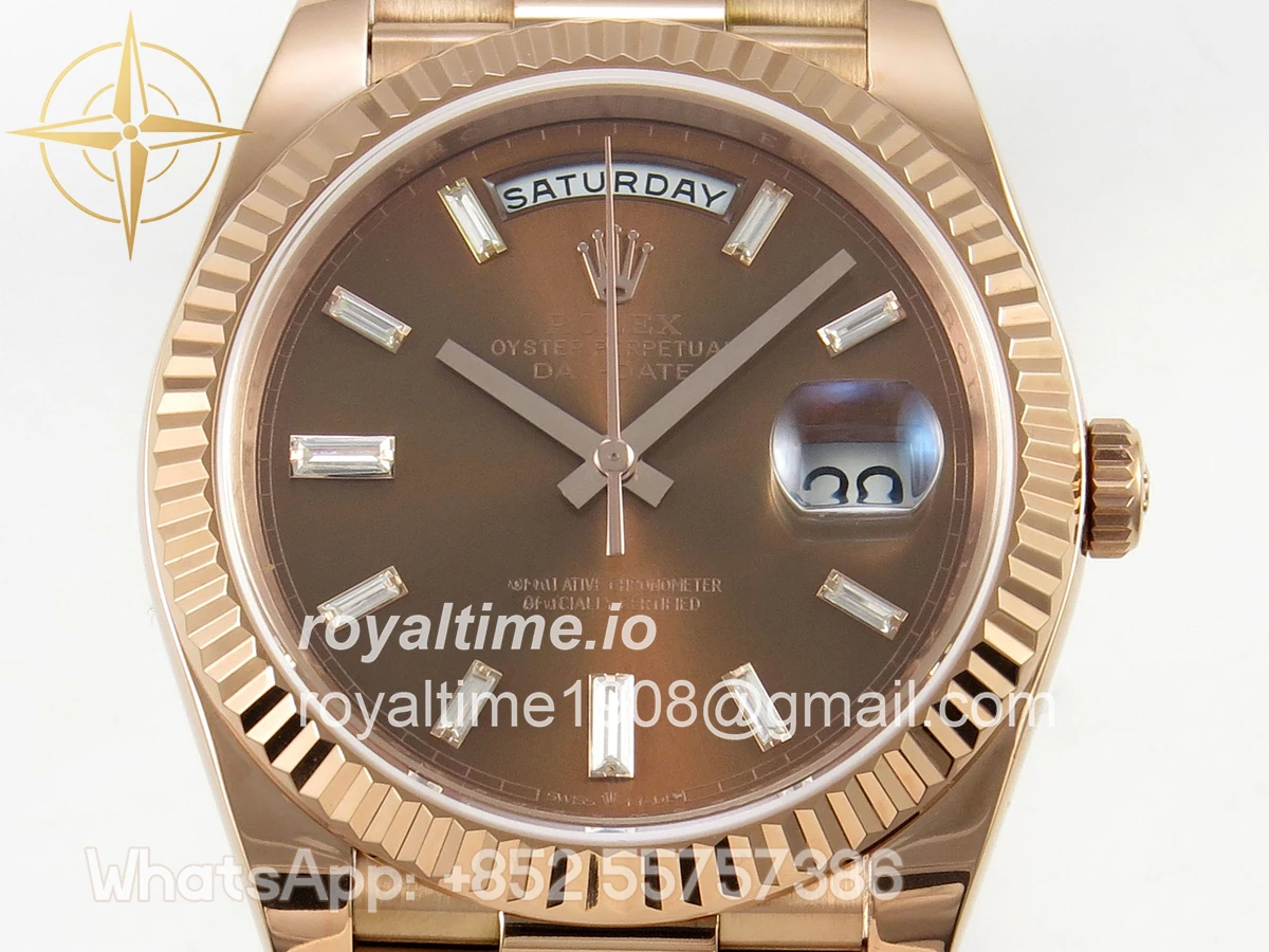 Rolex Day Date 40 RG TMF Brown Diamonds Dial on President Bracelet VR3255 (Weighted) 208g - Image 2