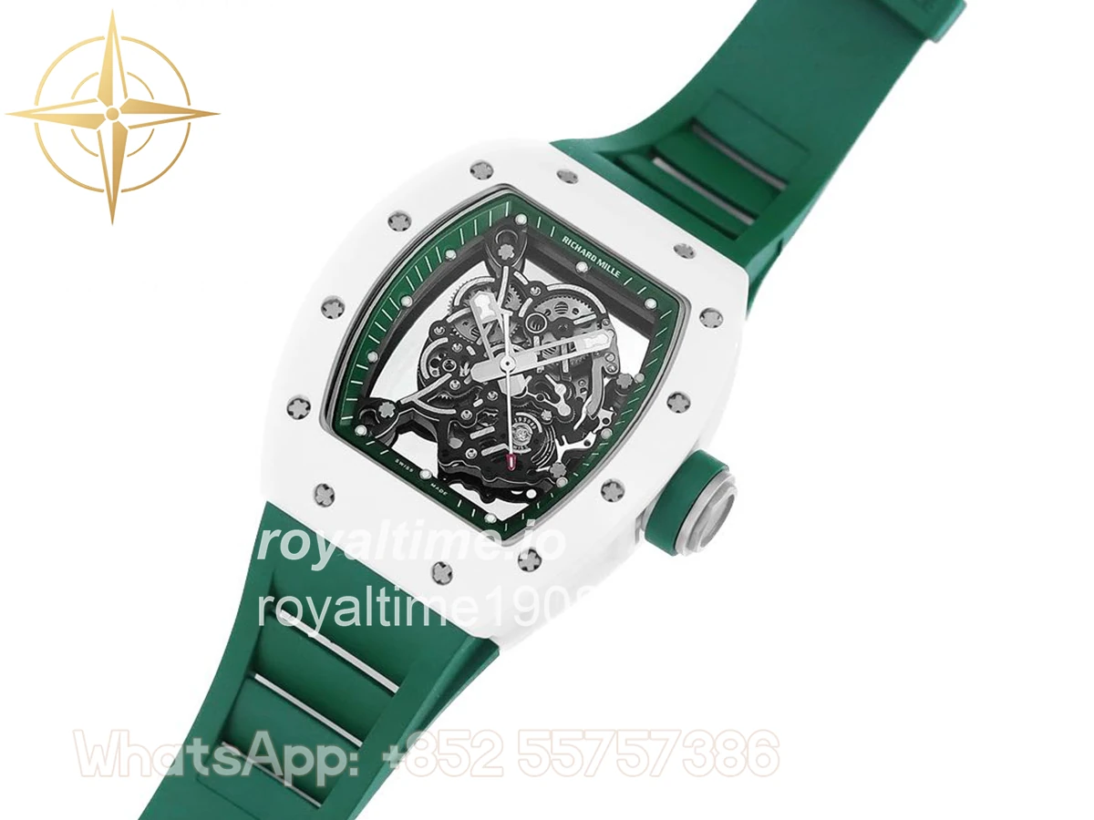 Richard Mille RM 055 White Bubba Watson White Ceramic on Green Rubber - Image 2