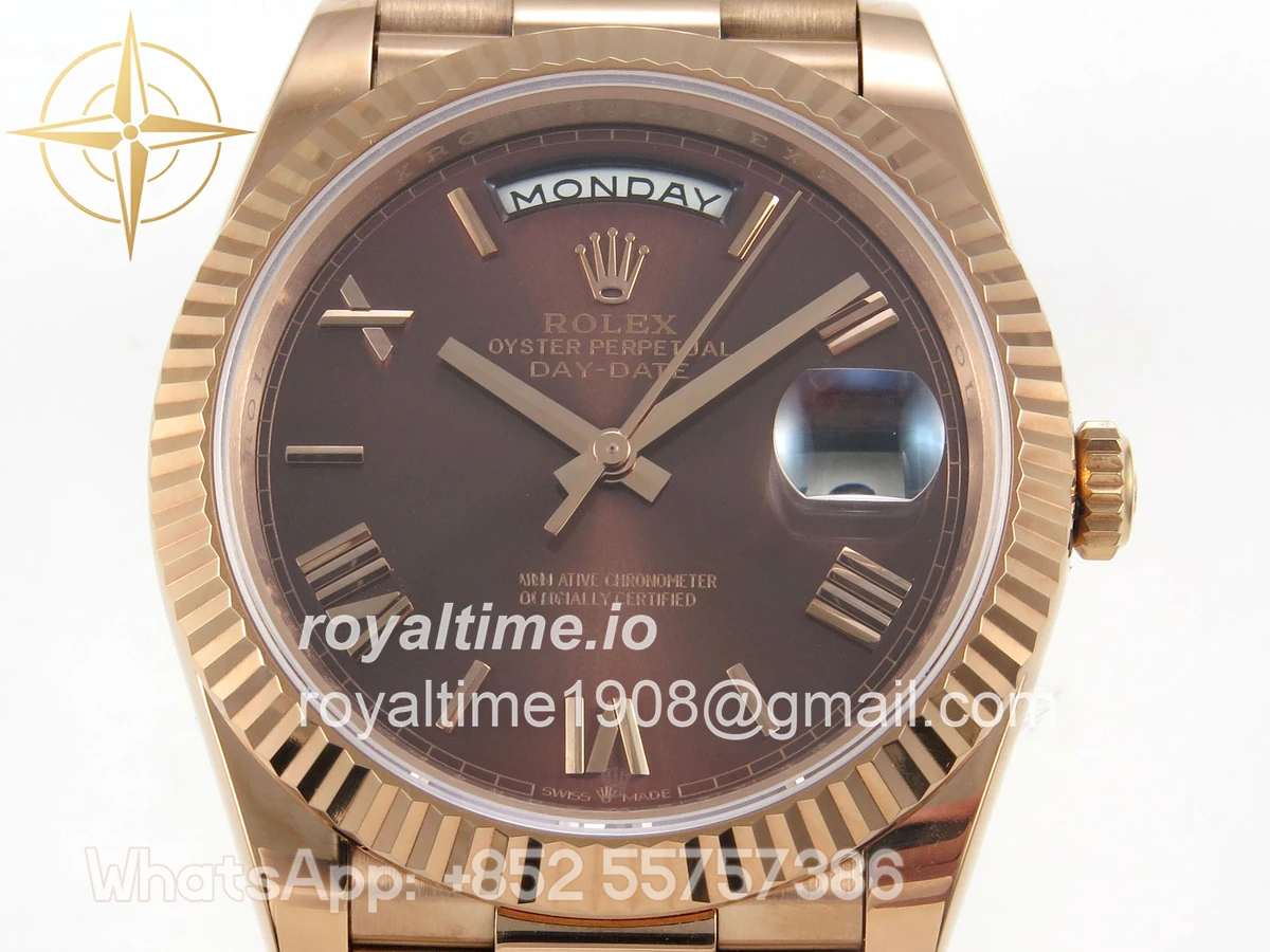 Rolex Day Date 40 RG TMF Brown Roman Dial on President Bracelet VR3255 (220g) - Image 2