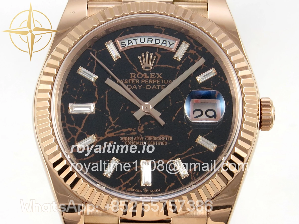 Rolex Day Date 40 RG TMF Eisenkiesel Diamonds Dial on President Bracelet VR3255 (Weighted) 208g - Image 2
