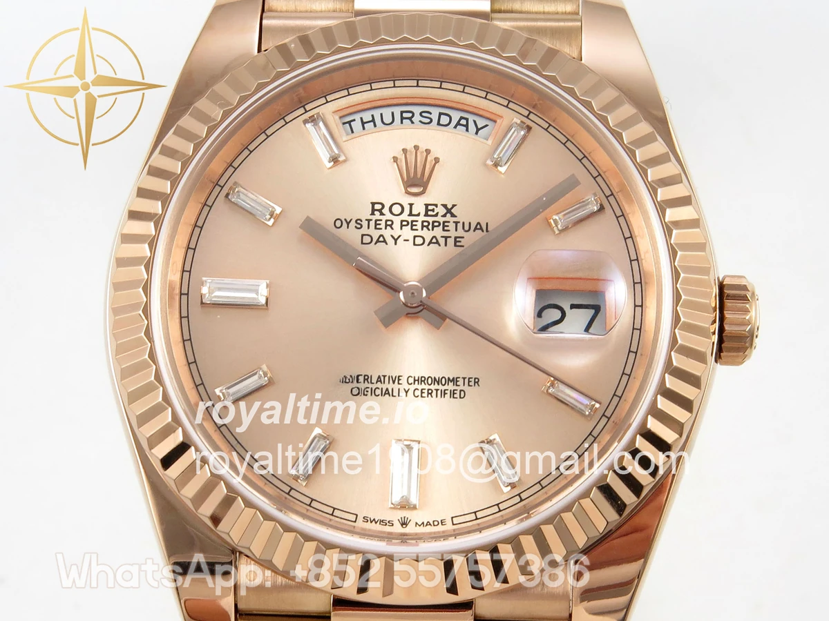 Rolex Day Date 40 RG TMF RG Diamonds Dial on President Bracelet VR3255 (Weighted) 208g - Image 2