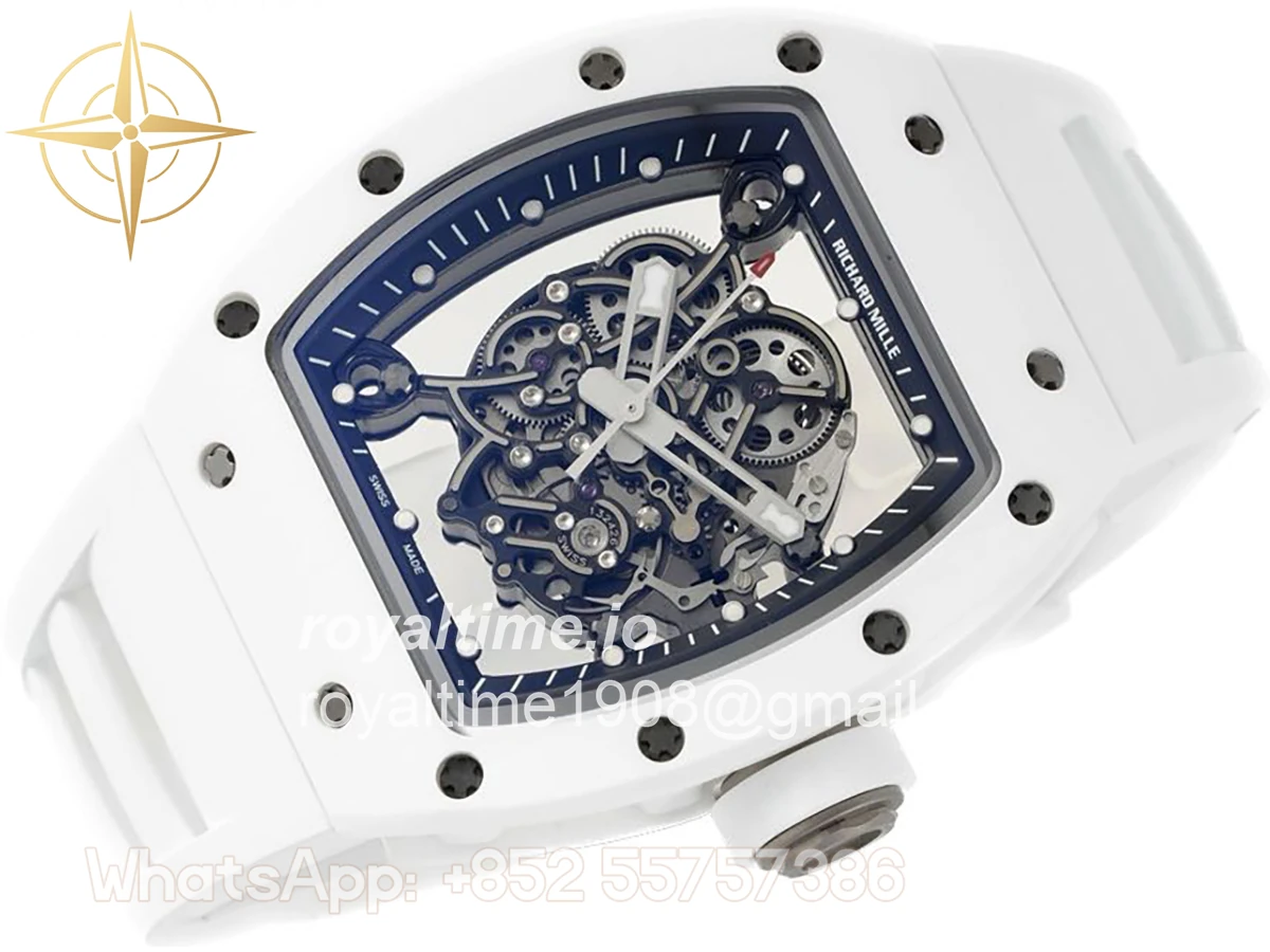Richard Mille RM 055 White Bubba Watson White Ceramic on White Rubber RMUL2 - Image 2