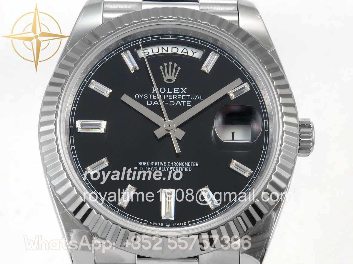 Rolex Day Date 40 SS 228239 QF Black Crystal Dial on President Bracelet A2836 V6 (200g) - Image 2
