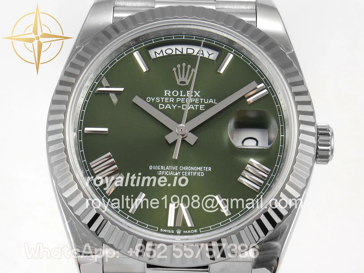 Rolex Day Date 40 SS 228239 QF Green Ombre Roman Dial on President Bracelet A2836 V6 (200g) - Image 2