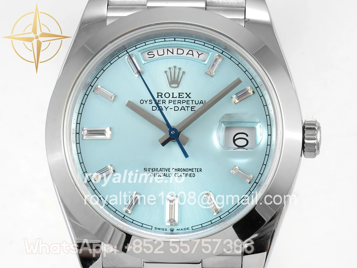 Rolex Day Date 40 SS 228239 QF Ice Blue Crystal Dial on President Bracelet A2836 V6 (200g) - Image 2
