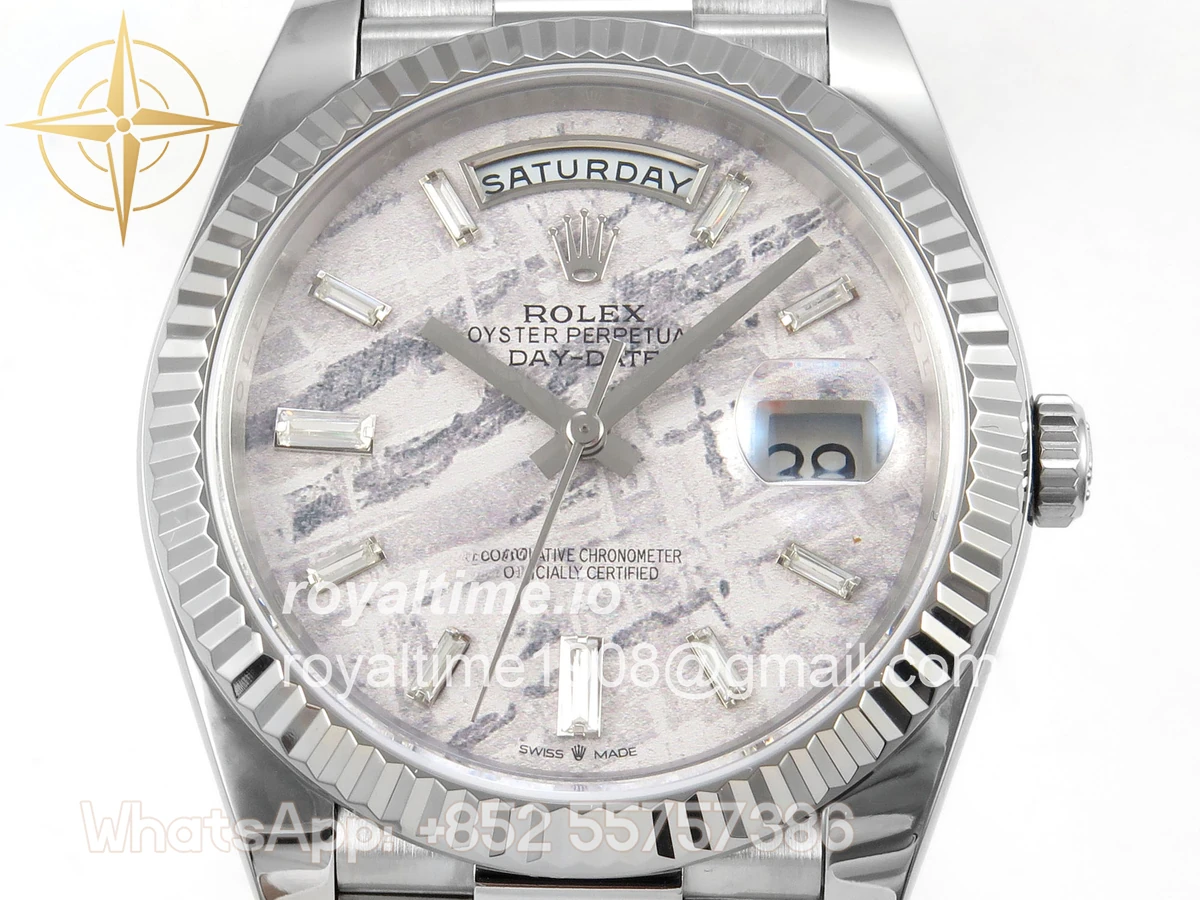 Rolex Day Date 40 SS TMF Meteorite Crystal Dial on President Bracelet VR3255 (Weighted) 208g - Image 2