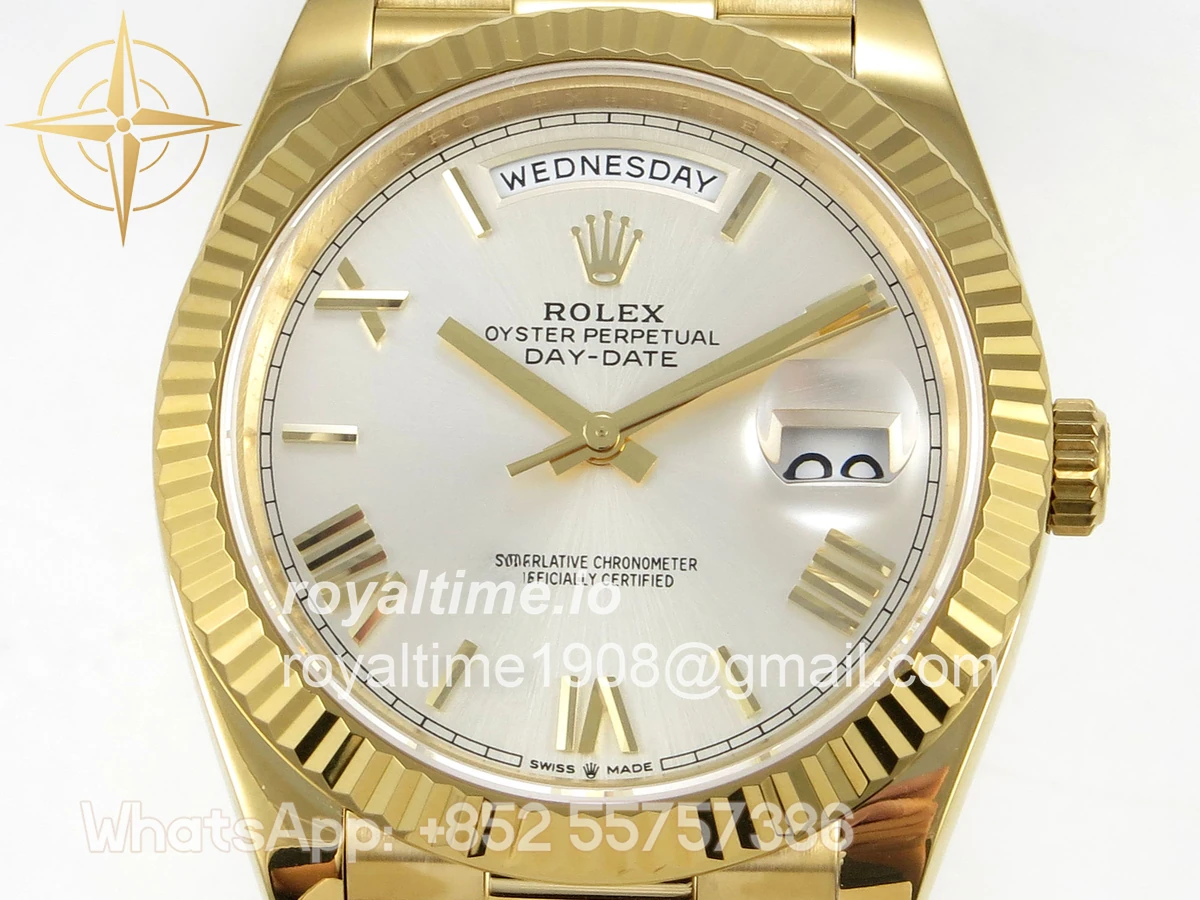 Rolex Day Date 40 YG 228238 QF Silver Roman Dial on President Bracelet VR3255 V8 (190g) - Image 2