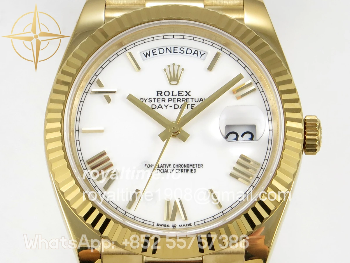 Rolex Day Date 40 YG 228238 QF White Roman Dial on President Bracelet VR3255 V8 (190g) - Image 2