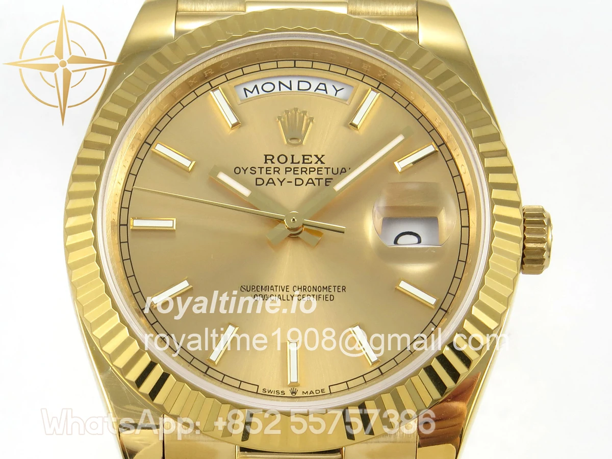 Rolex Day Date 40 YG 228238 QF YG Stick Dial on President Bracelet A2836 V6 (200g) - Image 2