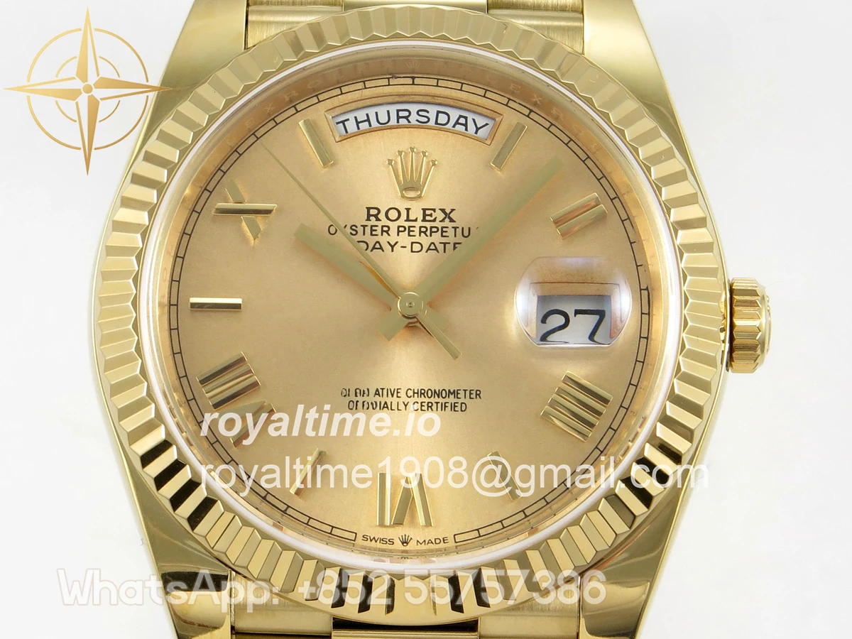 Rolex Day Date 40 YG TMF YG Roman Dial on President Bracelet VR3255 (Weighted) 208g - Image 2