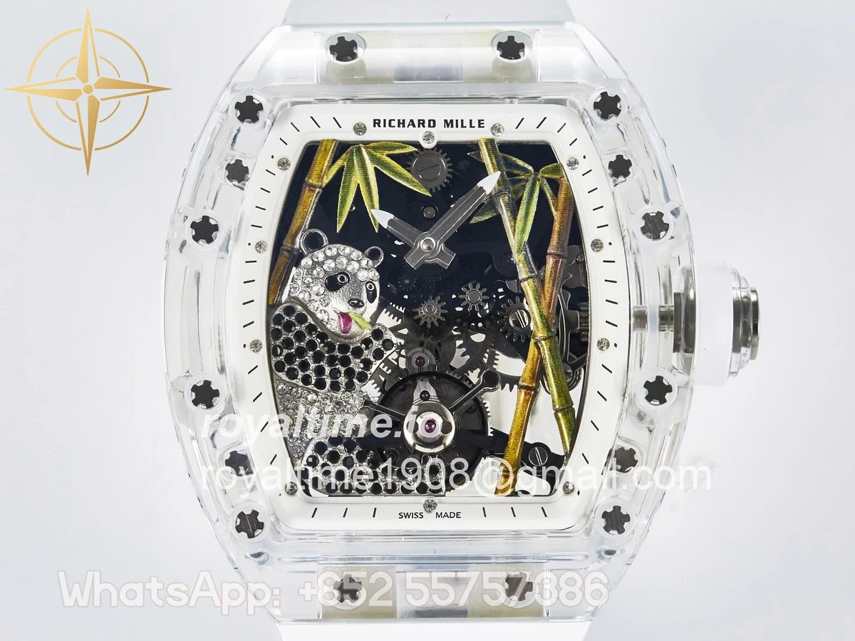 Richard Mille RM026 Transparent Tourbillon RMF Panda Skeleton Dial on Translucent Rubber Strap - Image 2