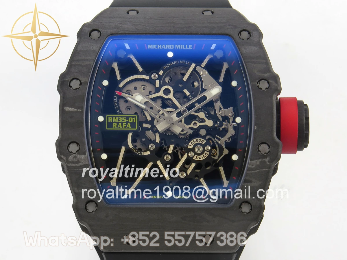 Richard Mille RM035-01 Black Carbon ZF Skeleton Dial On Black Rubber Strap RMUL2 - Image 2