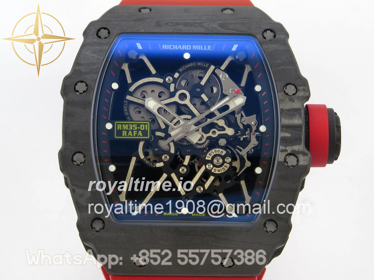 Richard Mille RM035-01 Black Carbon ZF Skeleton Dial On Red Rubber Strap RMUL2 - Image 2