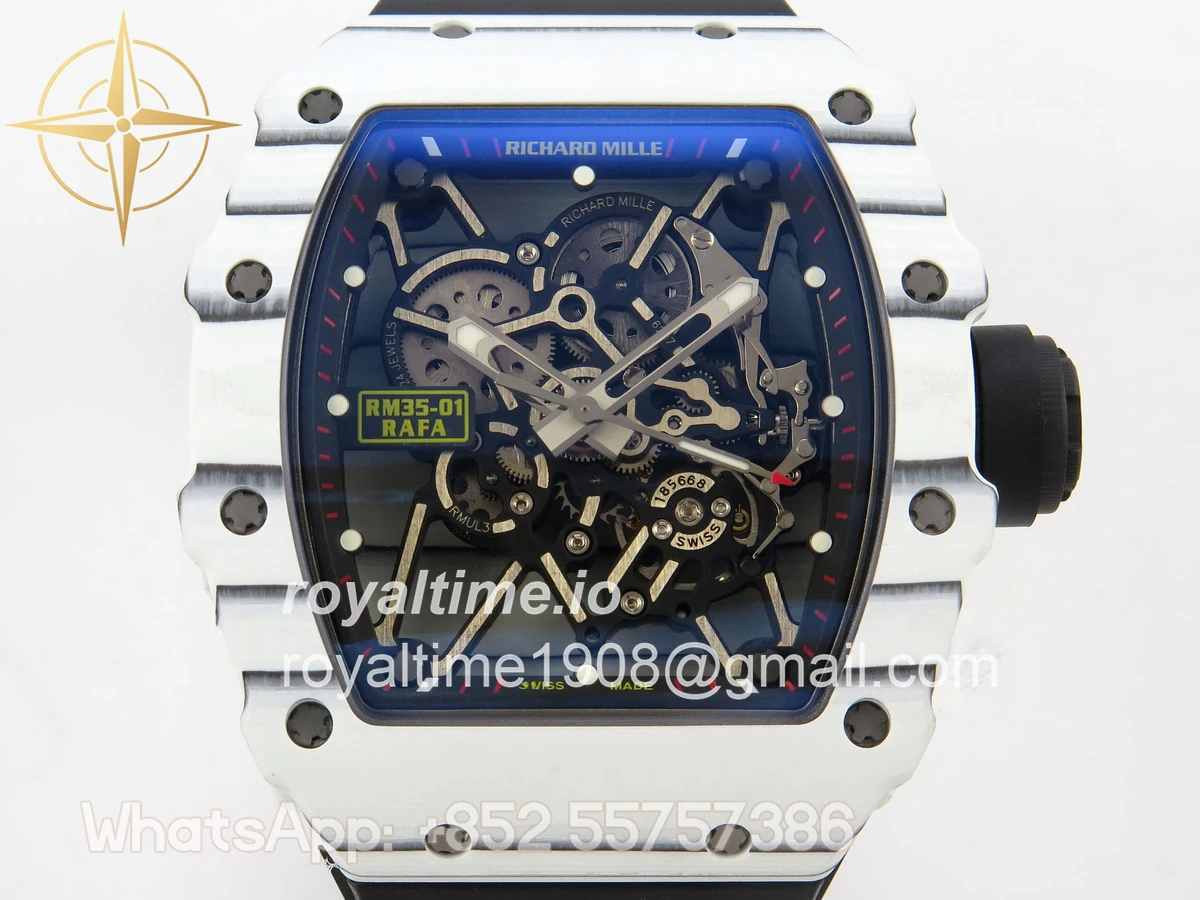 Richard Mille RM035-01 White Carbon ZF Skeleton Dial On Black Rubber Strap RMUL2 - Image 2