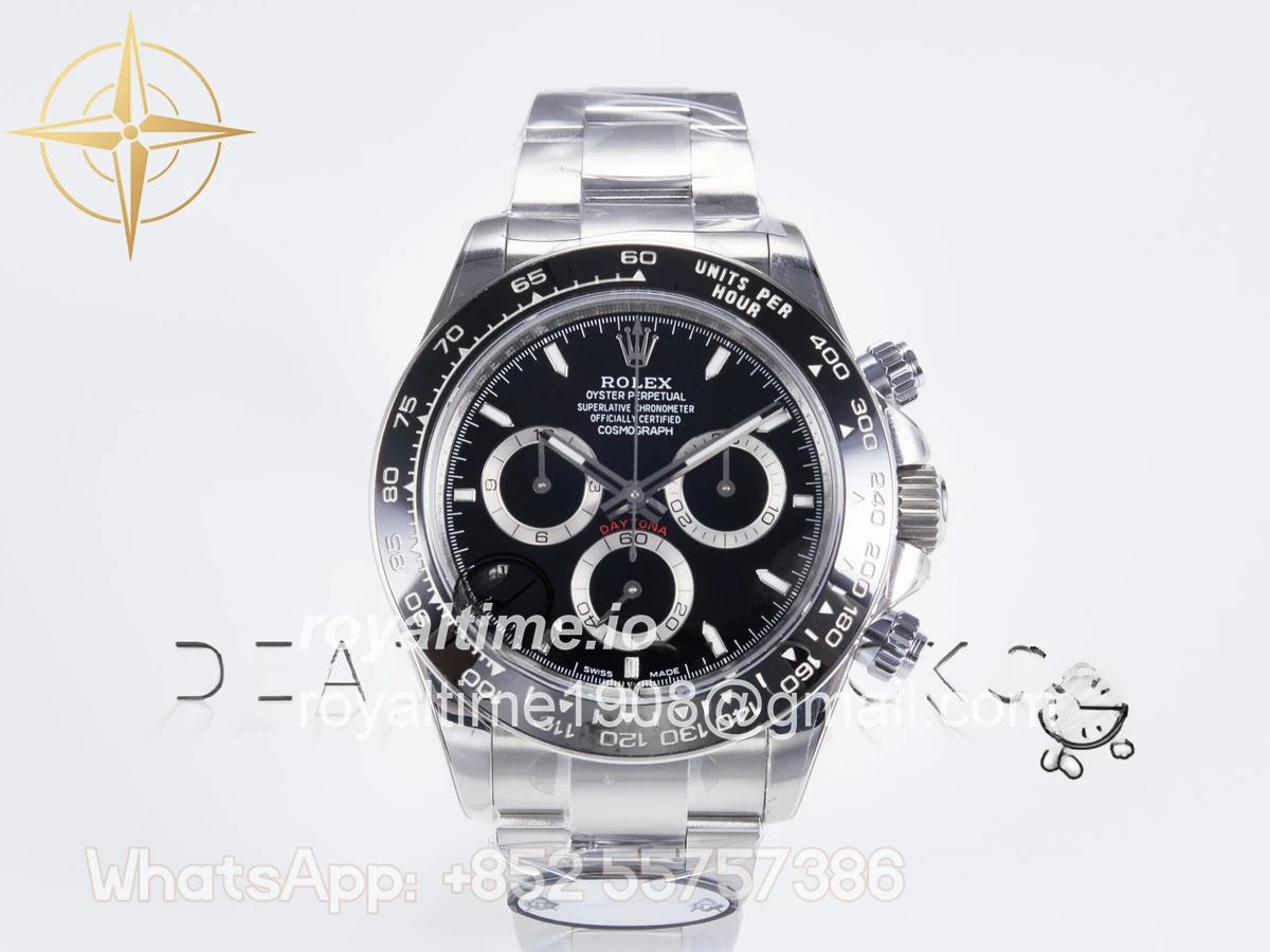 Rolex Daytona 126500 UFO 904L Steel Black Dial on SS Bracelet UF4131 (Free Sprung) - Image 2