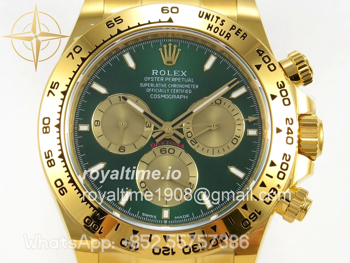 Rolex Daytona 126508 BTF Green/YG Dial on YG Braclet DD4131 (Weighted) 220g - Image 2