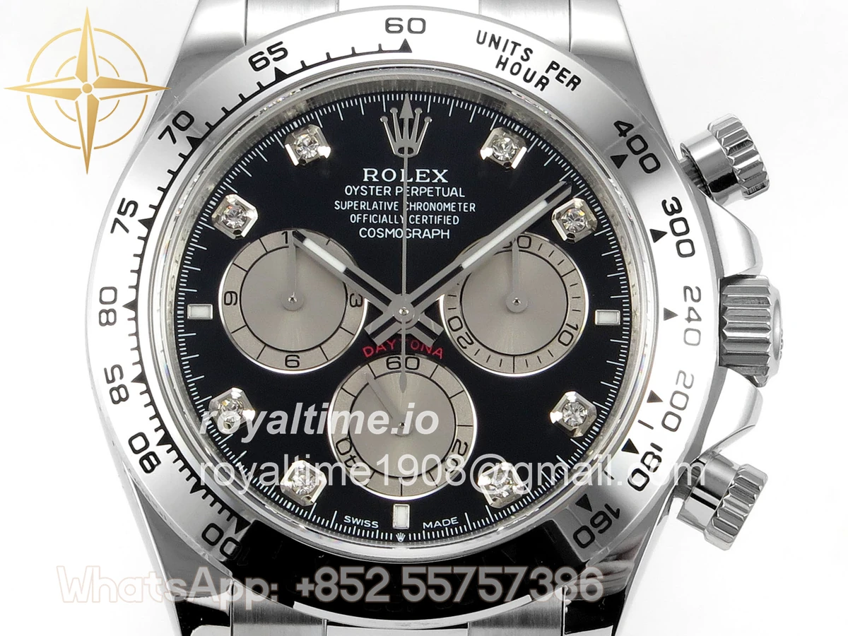 Rolex Daytona 126509 904L SS UFO Black Dial Silver Subdial Diamond Marker On 904L SS Bracelet UF4131 (Free Sprung) - Image 2
