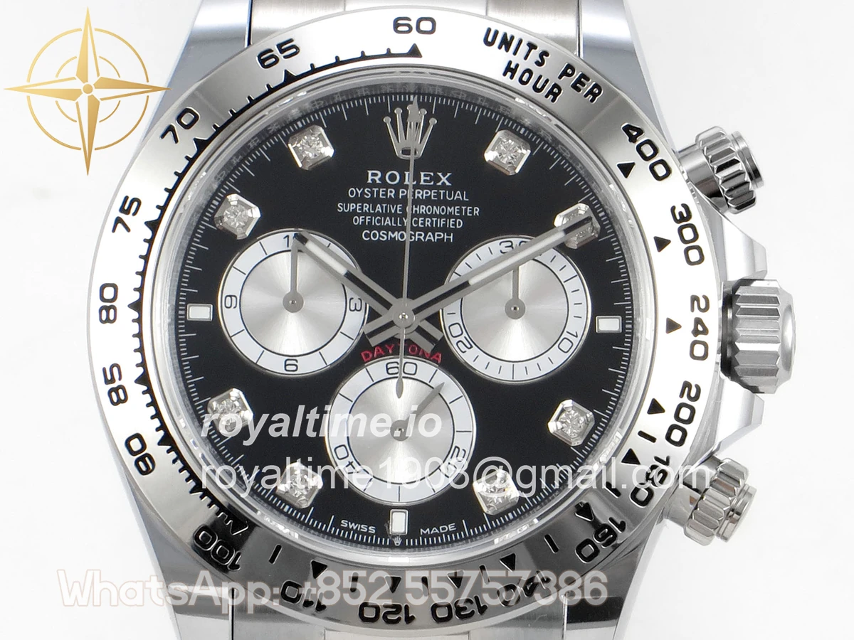 Rolex Daytona 126509 BTF Black/Silver Diamonds Dial on SS Braclet DD4131 (Weighted) 220g - Image 2