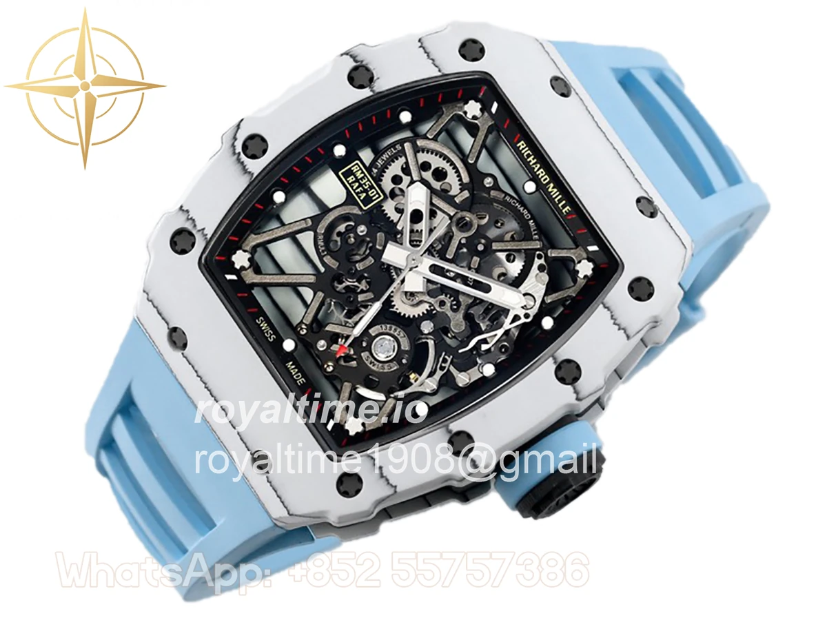 Richard Mille RM 035-01 Rafael Nadal White NTPT on Blue Rubber Strap - Image 2