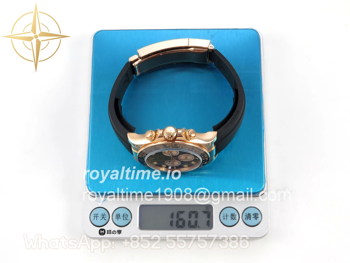 Rolex Daytona 126515 ARF Black/RG Diamonds Dial on Oysterflex Strap DD4131 V2 (Weighted) - Image 2