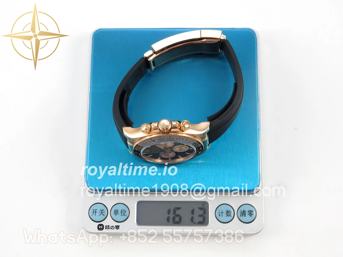 Rolex Daytona 126515 ARF Black/RG Stick Dial on Oysterflex Strap DD4131 V2 (Weighted) - Image 2