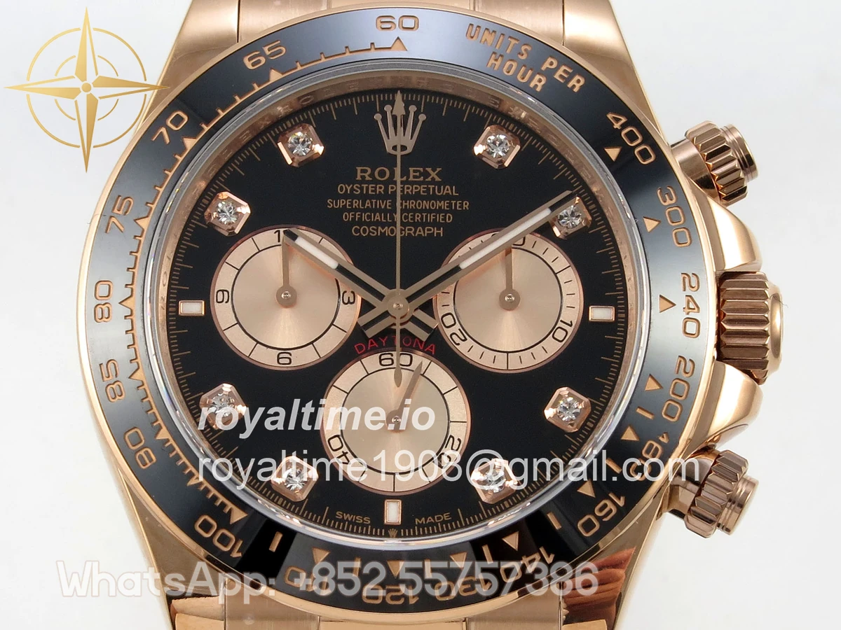 Rolex Daytona 126515 QF Black/RG Diamonds Dial on Oysterflex Strap JH4131 V18 (Free Sprung) Weighted 157g - Image 2