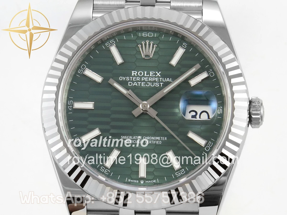 Rolex DateJust 41 126334 SCF 904L Steel Green Textured Stick Dial on Jubilee Bracelet A3235 - Image 2