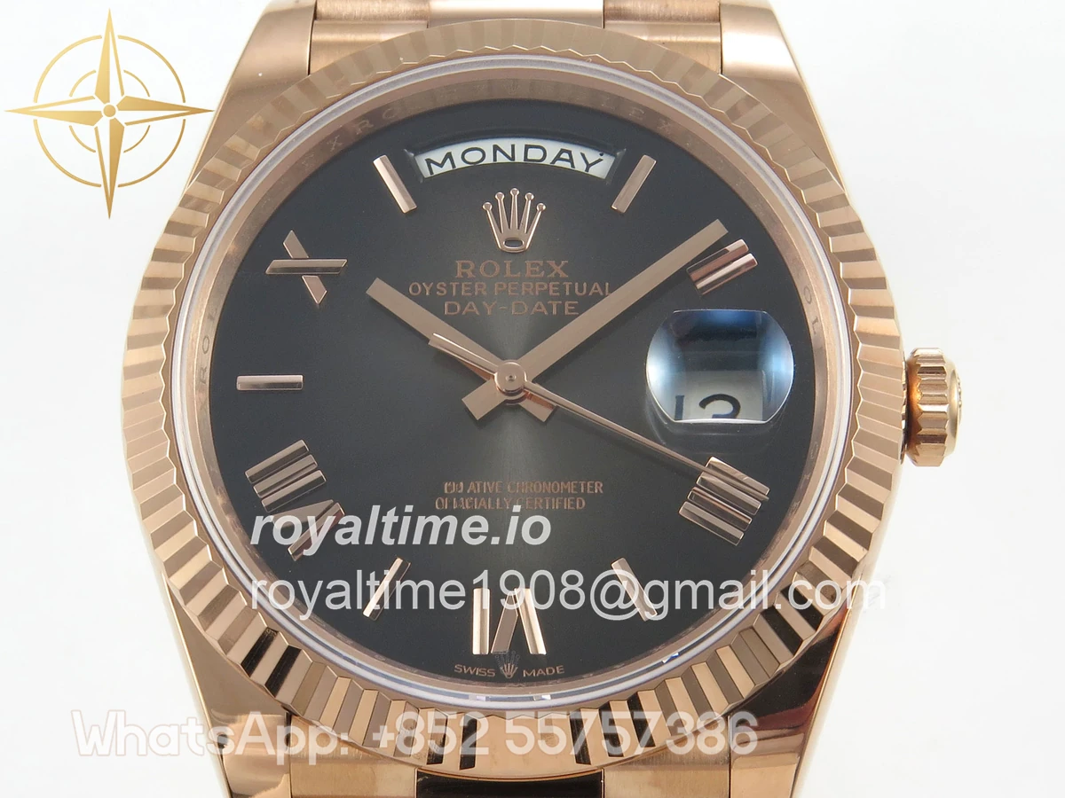 Rolex Day Date 40 RG TMF Brown Ombre Roman Dial on President Bracelet VR3255 (220g) - Image 2
