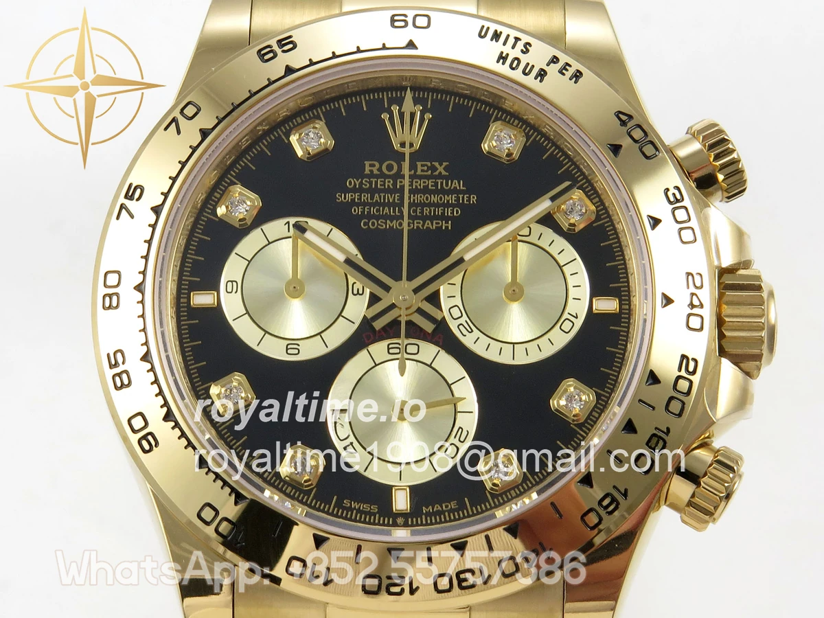 Rolex Daytona 126508 AVF Black/YG Diamonds Dial on YG Bracelet DD4131 (Mod) - Image 2