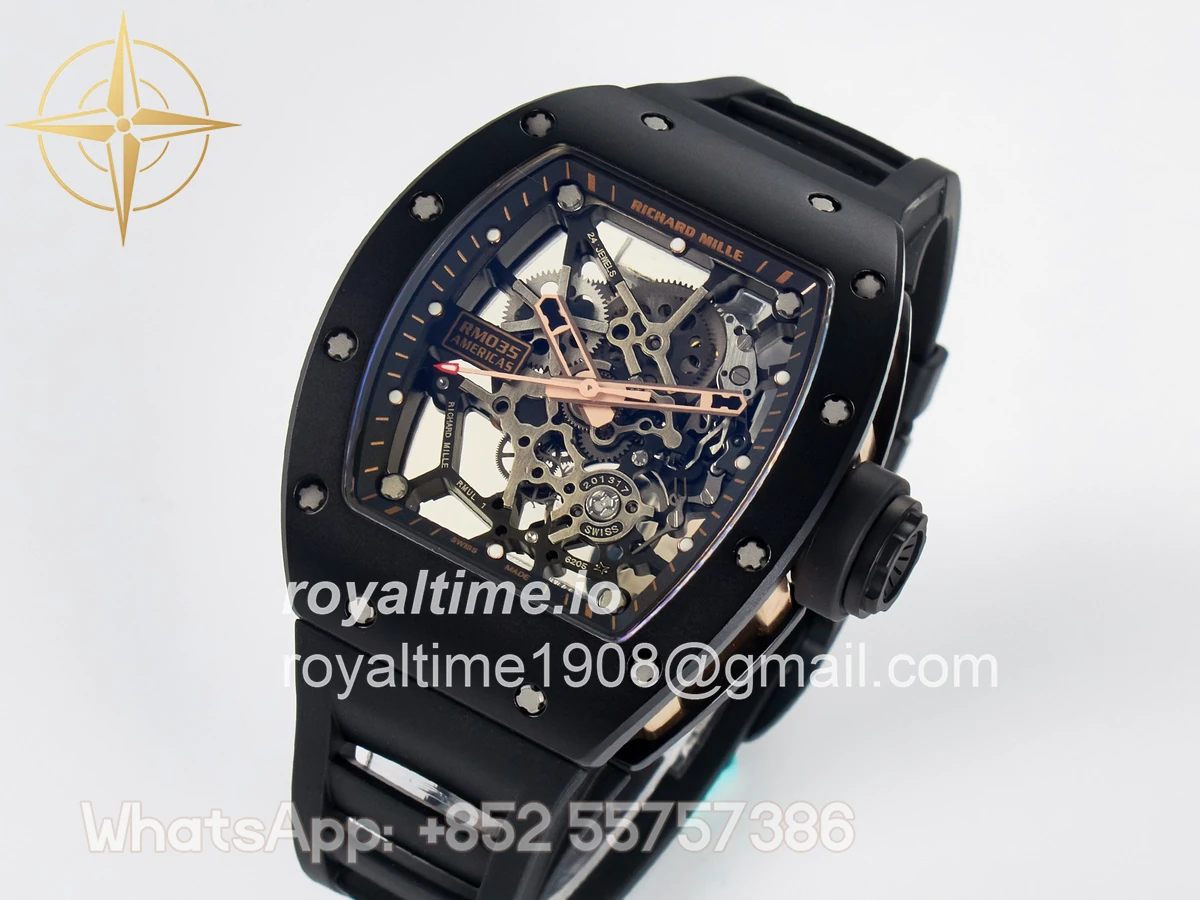 Richard Mille RM035-02 RG Black Ceramic SONIC Skeleton Dial on Black Rubber Strap RMUL1 - Image 2