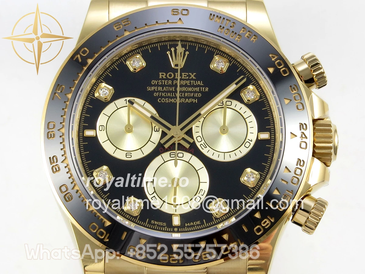 Rolex Daytona 126518 AVF Black/YG Diamonds Dial on Oysterflex Strap DD4131 (Mod) - Image 2