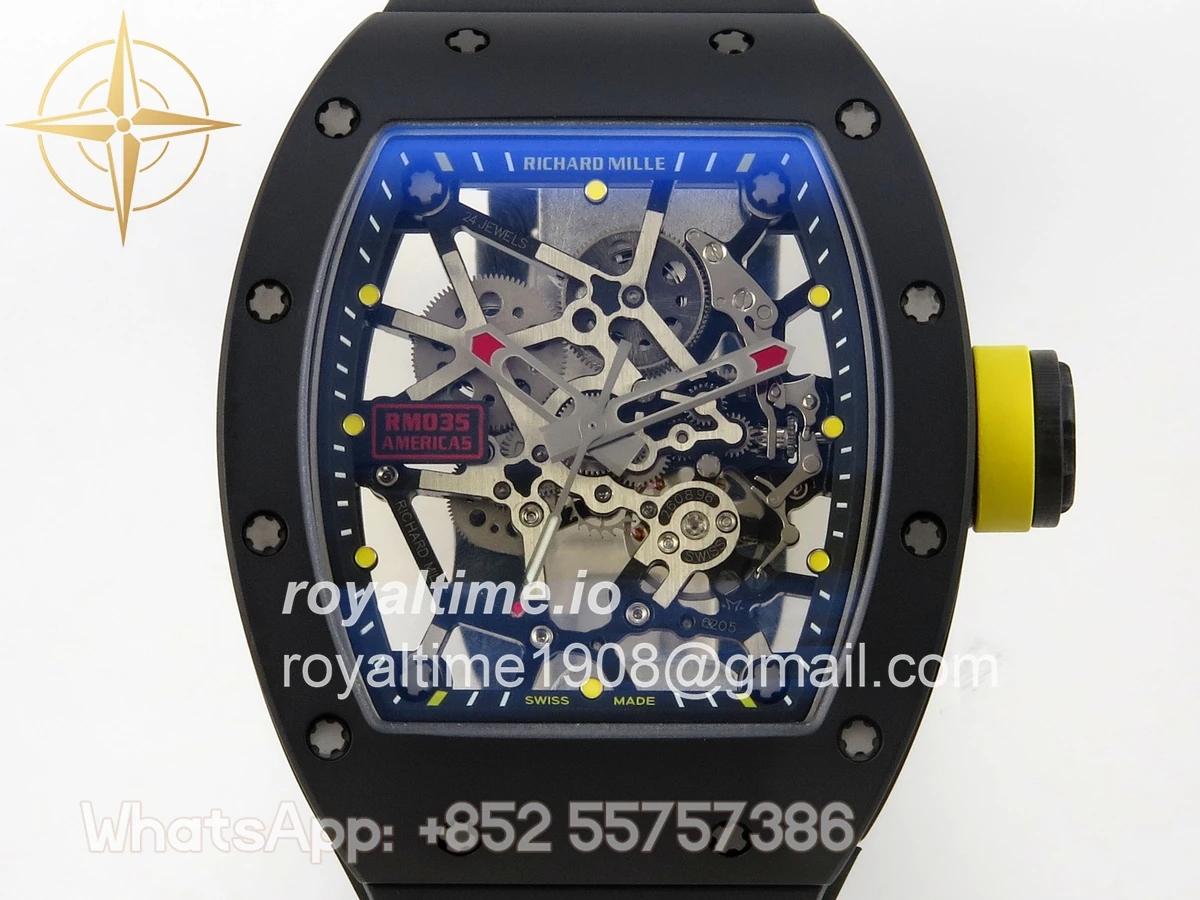 Richard Mille RM035 Americas Manual Carbon/Black Ceramic ZF Skeleton Dial On Black Rubber Strap RMUL1 - Image 2