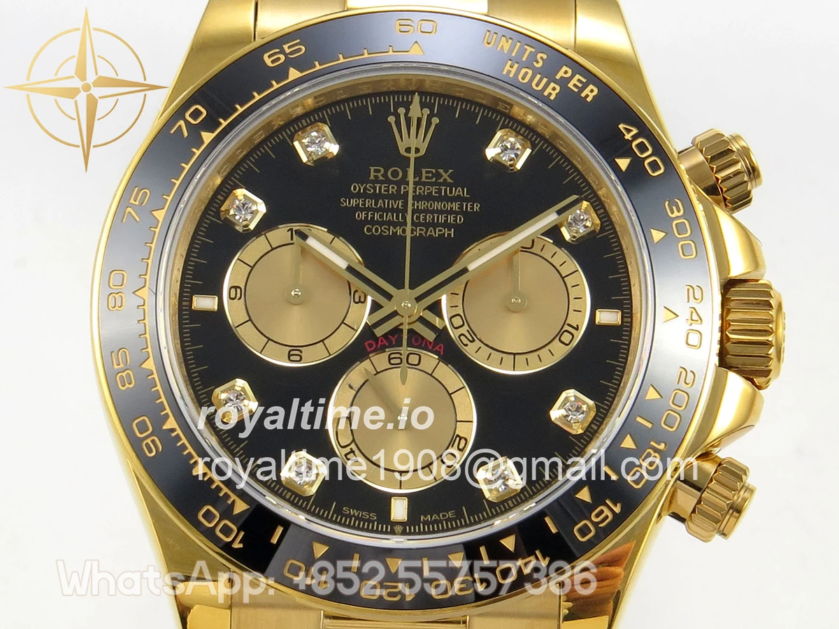 Rolex Daytona 126518 QF Black/YG Diamonds Dial on Oysterflex Strap JH4131 V18 (Free Sprung) Weighted 157g - Image 2