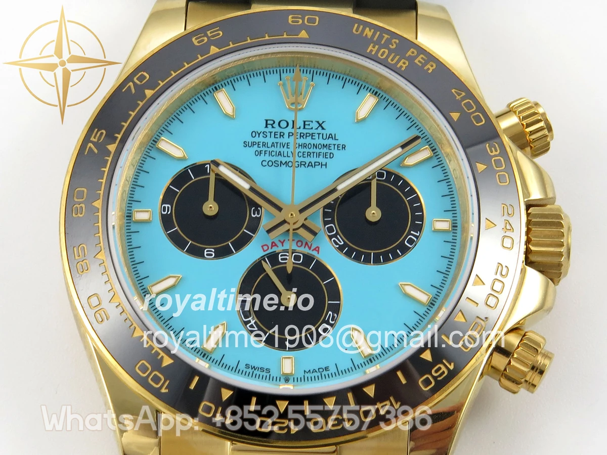 Rolex Daytona 126518 YG 3CF Tiffany Turquoise Blue Dial on Oysterflex Strap DD4131 (Gain Weight) - Image 2
