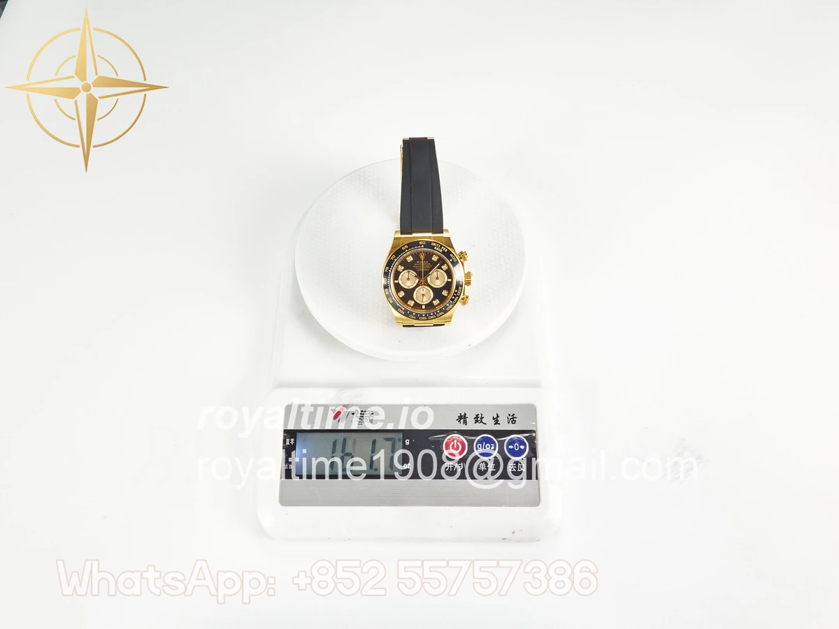 rolex Daytona 126518 YG ARF Black/YG Diamonds Dial on Oysterflex Strap DD4131 V2 (Weighted) - Image 2