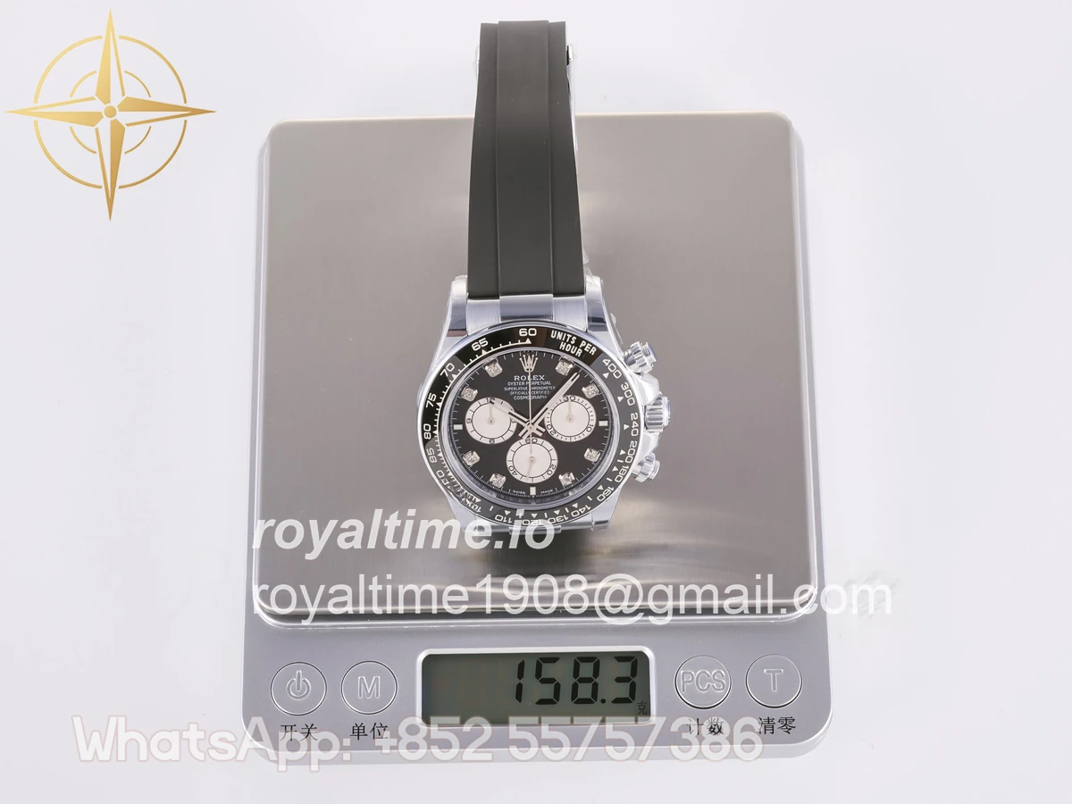 Rolex Daytona 126519 3BF Black/Silver Diamonds Dial Sticks Markers on Oysterflex Strap Weighted 160g - Image 2
