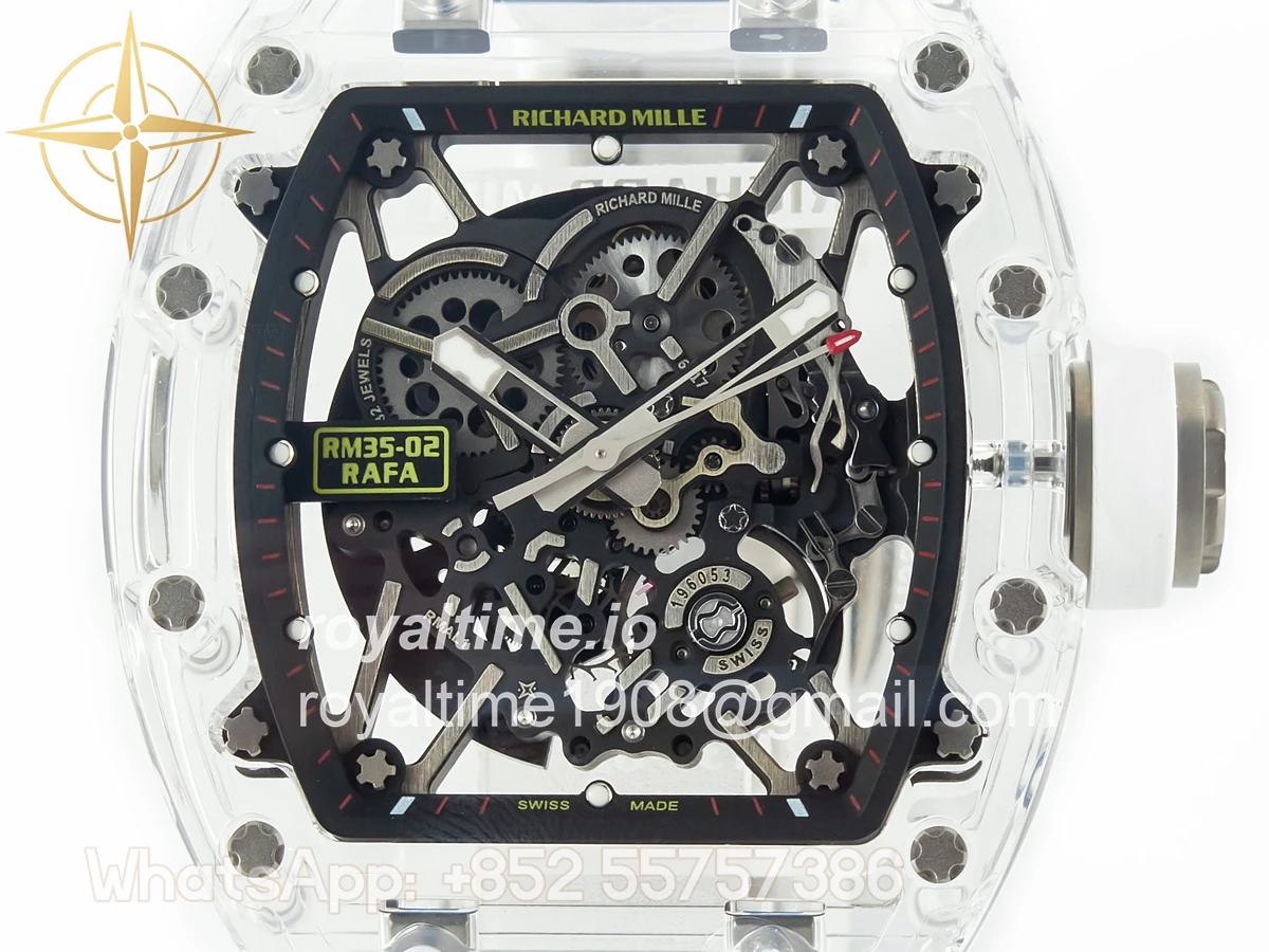 Richard Mille RM035 TRANSPARENT SONIC Skeleton Dial on White Rubber Strap RMUL2 V2 - Image 2