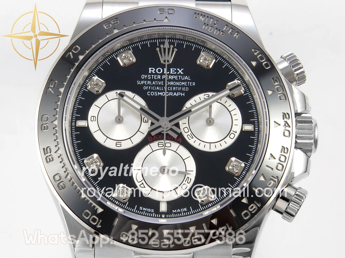 Rolex Daytona 126519 AVF Black/Silver Diamonds Dial on Oysterflex Strap DD4131 (Mod) - Image 2