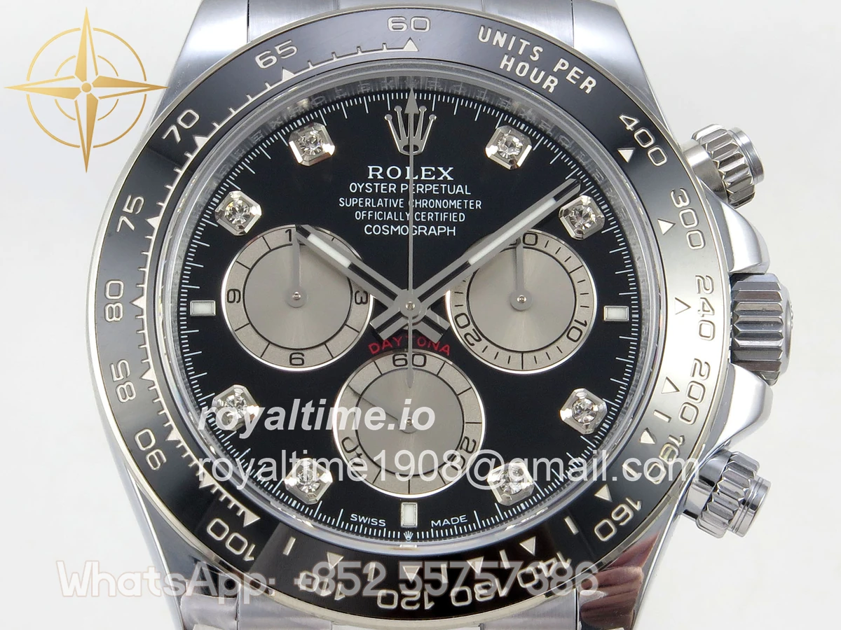 Rolex Daytona 126519 QF Black/Silver Diamonds Dial on Oysterflex Strap JH4131 V18 (Free Sprung) Weighted 157g - Image 2