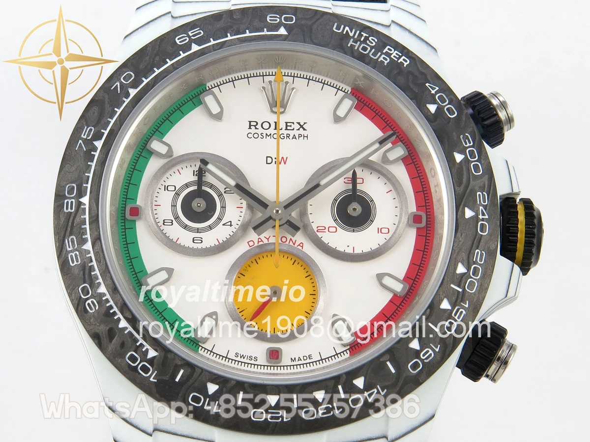Rolex Daytona DIW Ferrari White Carbon DIWF White Dial on Black Nylon Strap DD4801 - Image 2