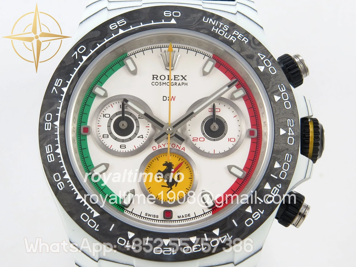 Rolex Daytona DIW Ferrari White Carbon DIWF White Italy Dial on Black Nylon Strap DD4801 - Image 2