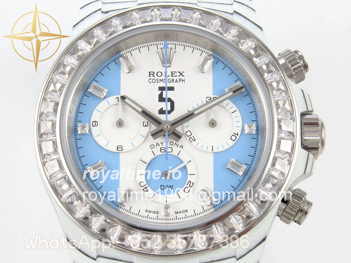 Rolex Daytona DIW White Carbon Case DIWF Edition Baby Blue/White Crystal Dial Crystal Bezel on Baby Blue Nylon Strap DD4801 - Image 2