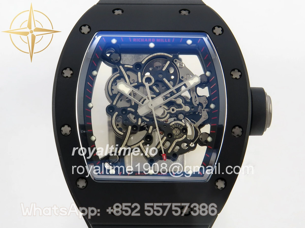 Richard Mille RM055 Black Ceramic APSF on Black/Red Inner Bezel on Black Rubber Strap RMUL2 - Image 2