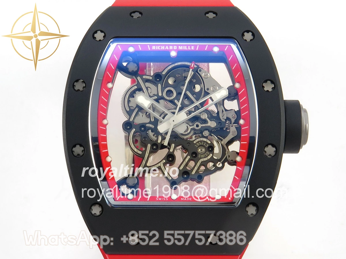 Richard Mille RM055 Black Ceramic APSF on Red Inner Bezel on Red Rubber Strap RMUL2 - Image 2