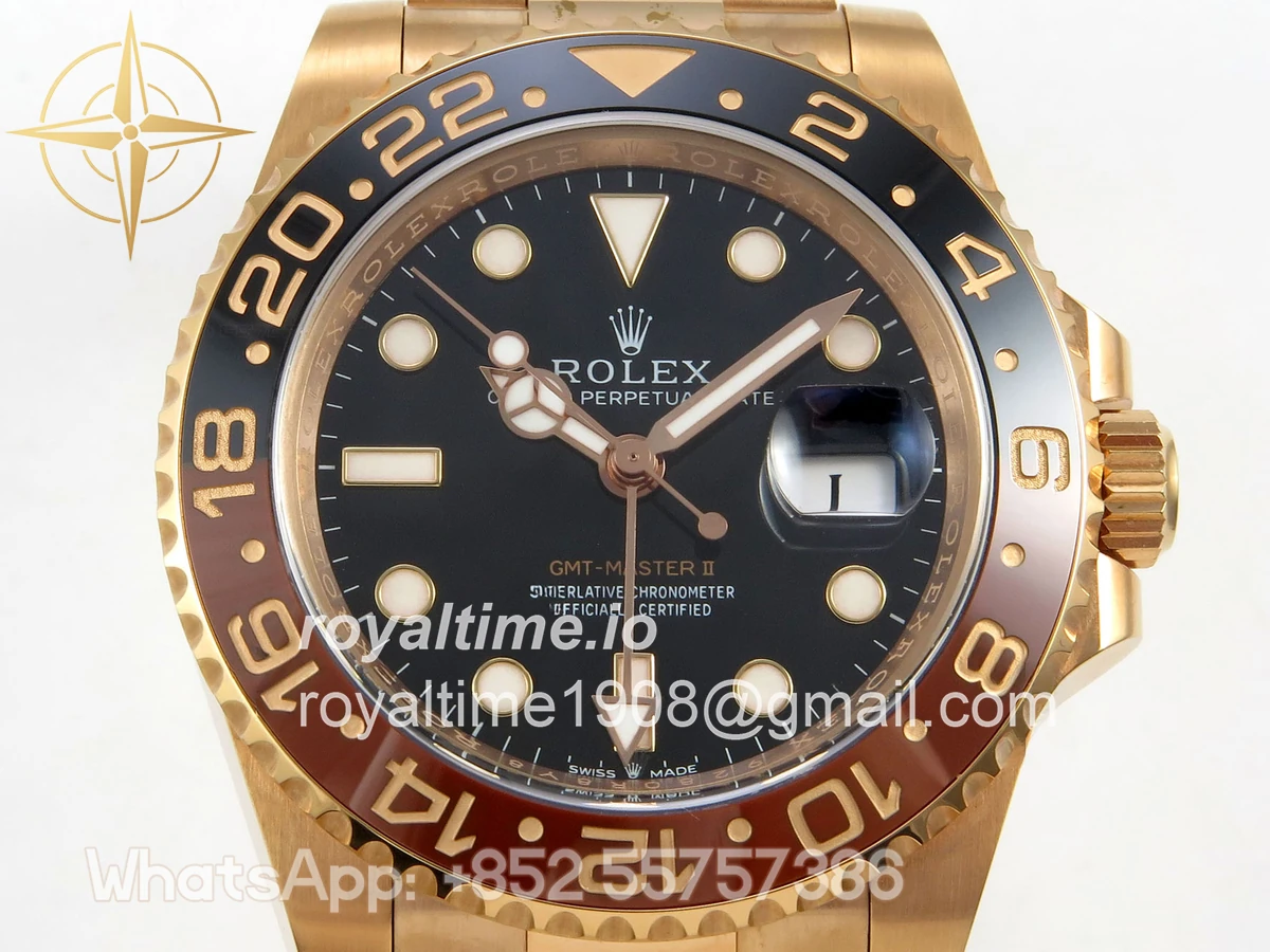 Rolex GMT-Master II 126715 CHNR Black/Brown Ceramic VF on RG Bracelet DD3285 - Image 2