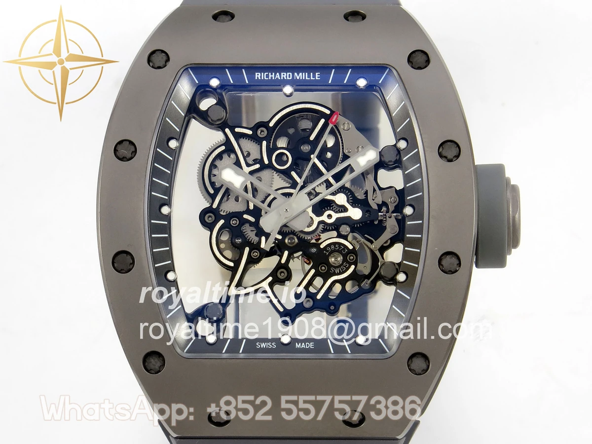 Richard Mille AVF RM055 Gray Cemira on Gray Rubber Strap Vaucher RMUL2 Free Sprung (Mod) - Image 2