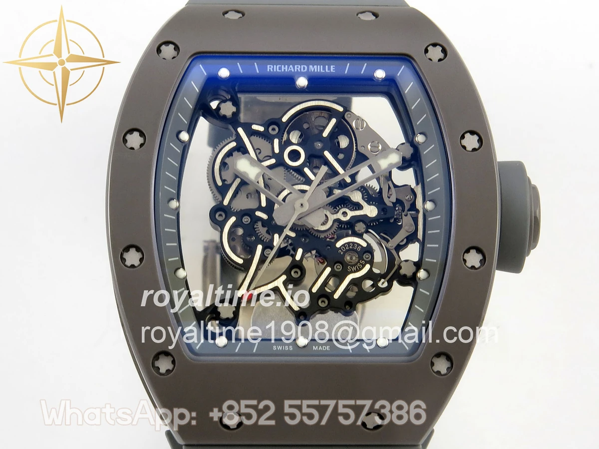 Richard Mille RM055 Gray Ceramic MLF on Gray Rubber Strap RMUL2 V2 (Brushed Ribs) - Image 2