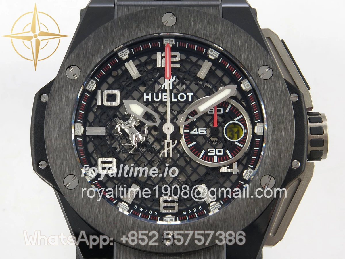 Hublot Big Bang Ferrari Speciale Ceramic HBBF on Gray Gummy Strap A1241 - Image 2