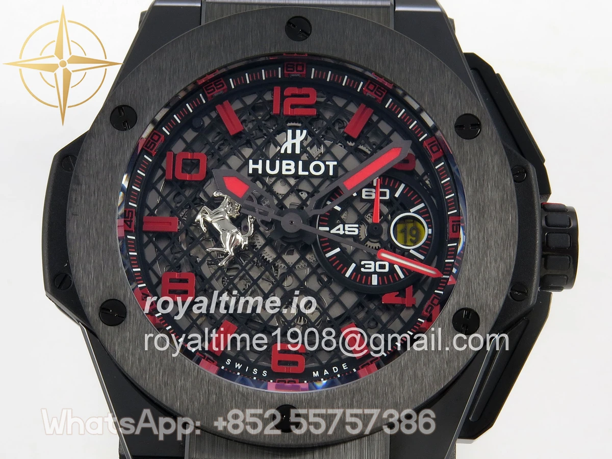 Hublot Big Bang Ferrari Speciale Ceramic HBBF on Red Gummy Strap A1241 - Image 2